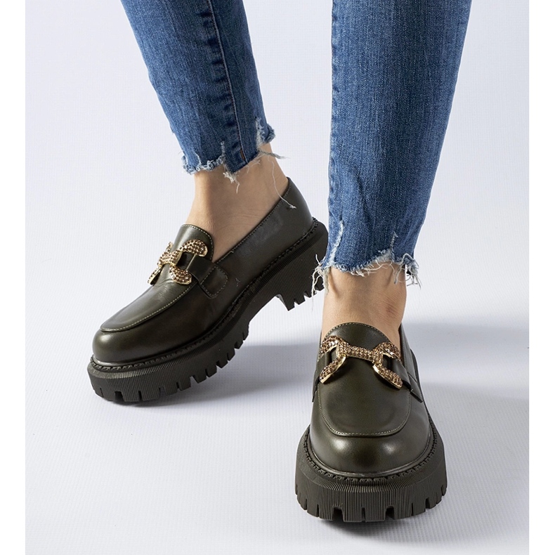 Vihreät mokasiinit koristeltu Uzzone strassikivillä 1