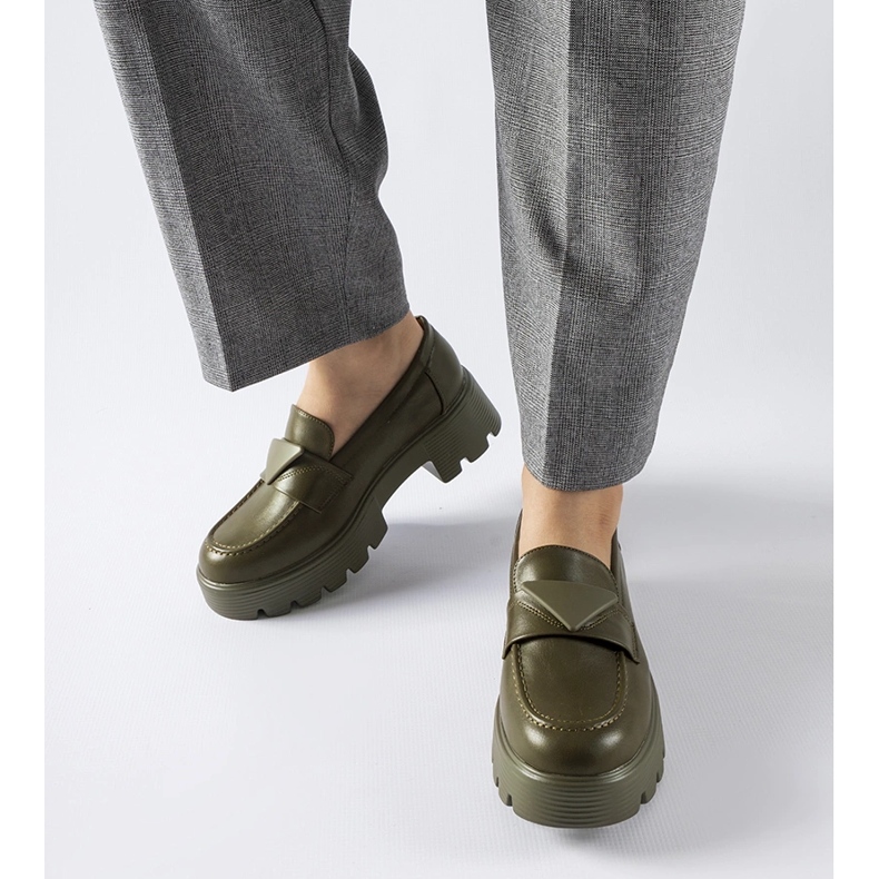 Vihreät mokasiinit massiivisella Eligio-pohjalla 2