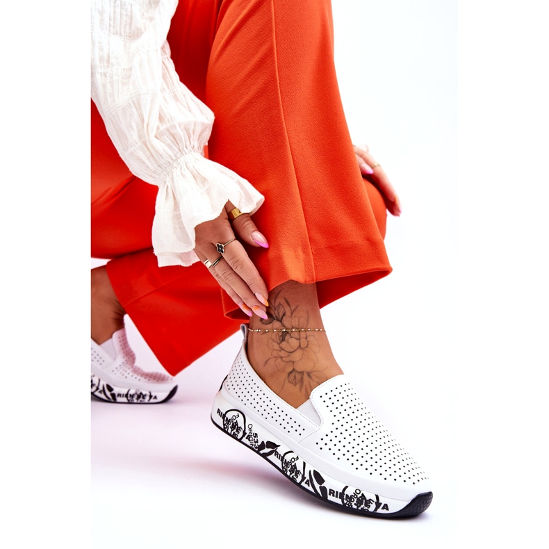 S.Barski Nahkaiset harjakattoiset Slip-On lenkkarit Valkoinen Gedra 3