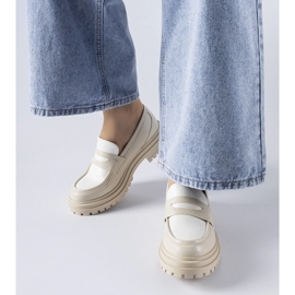 Massiiviset valkoiset Miniato mokasiinit beige 1