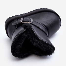 Lasten Eco-nahkaiset lumisaappaat hihnalla, musta Orinor 1