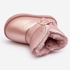 Lasten Eco-nahkaiset lumisaappaat hihnalla, vaaleanpunainen Orinor 1