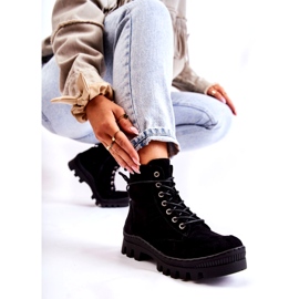 S.Barski Suede Trapper-nilkkurit mustilla tikkauksilla musta 2