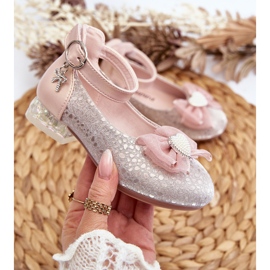 Lasten ballerinakengät rusetilla, vaaleanpunainen Nanthea 2