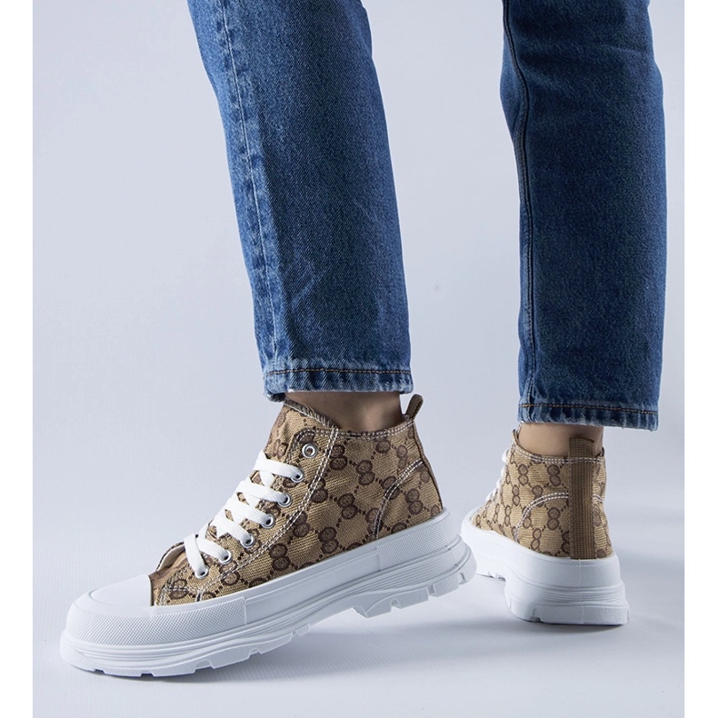 Ruskeat tennarit, joissa on Terenzio-monogrammi beige 1