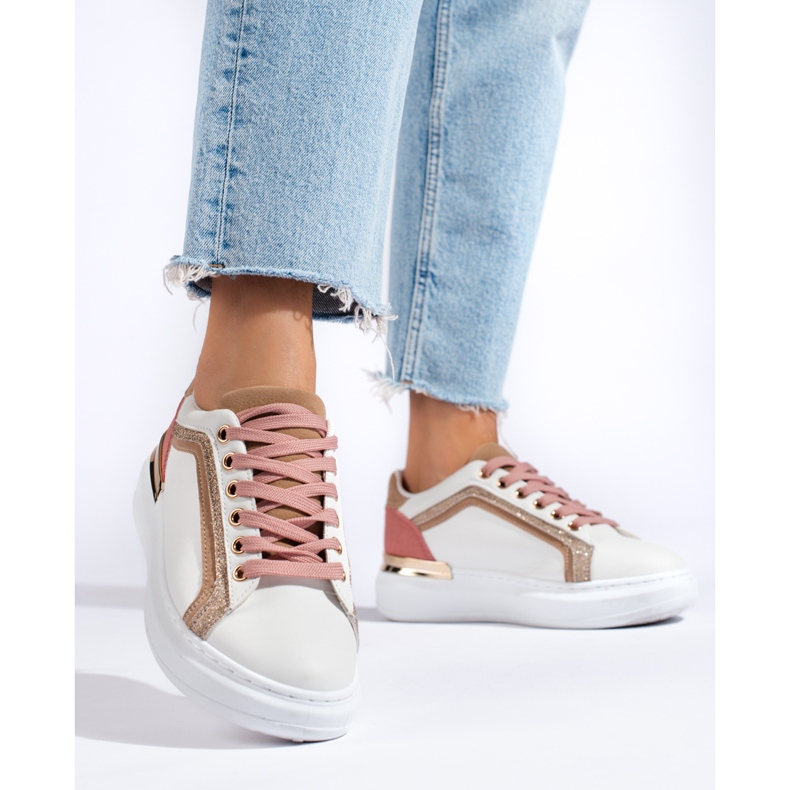 Naisten Shelovet valkoiset tennarit glitterillä beige 1