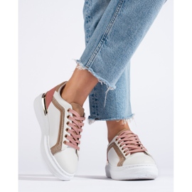 Naisten Shelovet valkoiset tennarit glitterillä beige 2