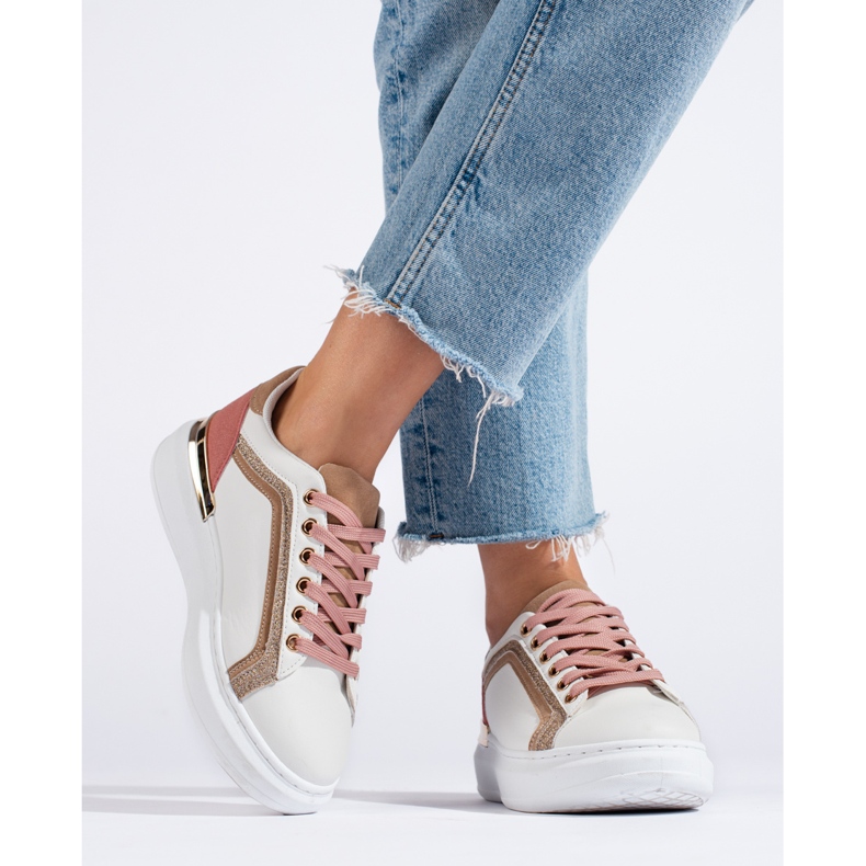 Naisten Shelovet valkoiset tennarit glitterillä beige 2