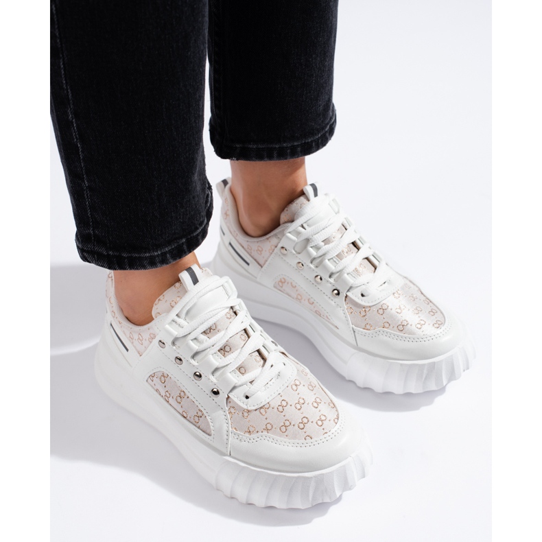 Valkoiset naisten urheilukengät paksulla pohjalla valkoinen 1