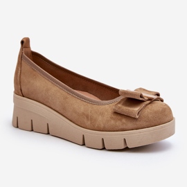 Lewski Shoes Nahkabalerinat tasolla koristeella, Beige Lewski 3384 1