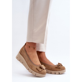 Lewski Shoes Nahkabalerinat tasolla koristeella, Beige Lewski 3384 2