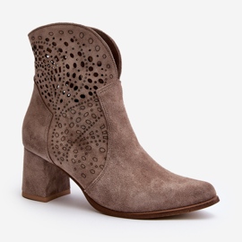 Zazoo 3166/P naisten harjakattoiset korkokengät, mokkanahka, beige 1