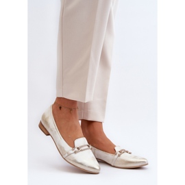 Zazoo 2885 -nahkainen balettiasunto kullalla ja valkoisella koristelulla kultainen 2