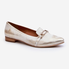 Zazoo 2885 -nahkainen balettiasunto kullalla ja valkoisella koristelulla kultainen 1