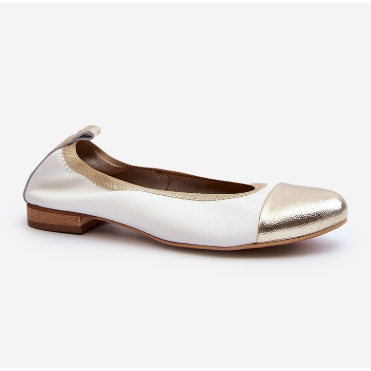 Zazoo 2890 nahkaballerinat, valkoinen ja kulta 2