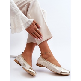 Zazoo 2890 kumikultaiset nahkaballerinat kultainen 1