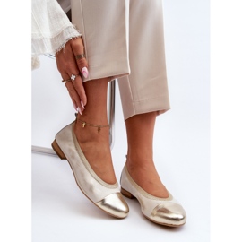 Zazoo 2890 kumikultaiset nahkaballerinat kultainen 2