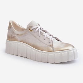 Zazoo 2919 naisten nahkakengät, joissa paksu pohja, kultaa kultainen 1