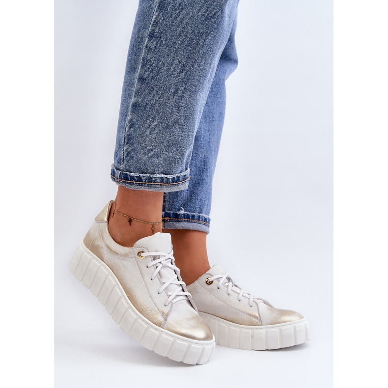 Zazoo 2919 naisten nahkakengät, joissa paksu pohja, kultaa kultainen 2