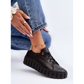 Zazoo 2919 naisten nahkakengät, joissa paksu pohja, musta 1