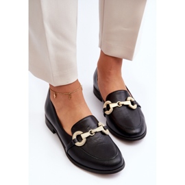 Zazoo 2880 Naisten nahkaiset mokasiinit koristeella, musta 2