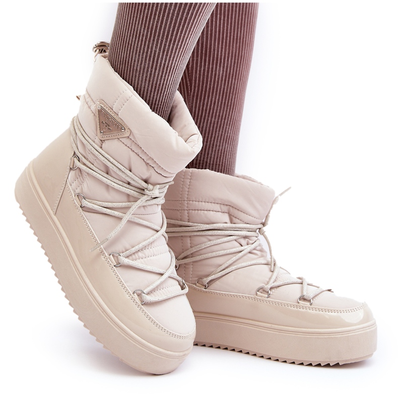 Seastar Naisten lumisaappaat, joissa nauhat, beige 6