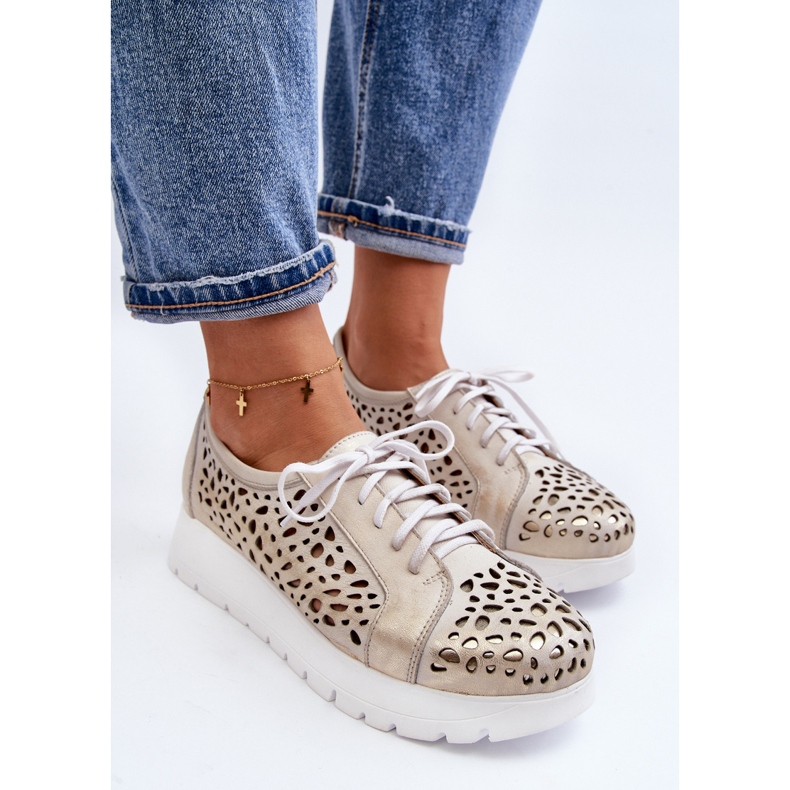 Zazoo 2821 naisten nahkakengät, harjakattoinen kultaa kultainen 2