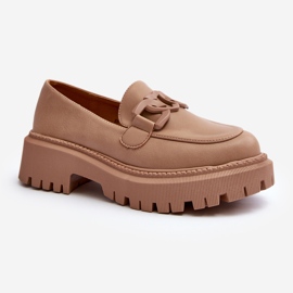 Paksut naisten mokasiinit ketjulla beige Dataia 1