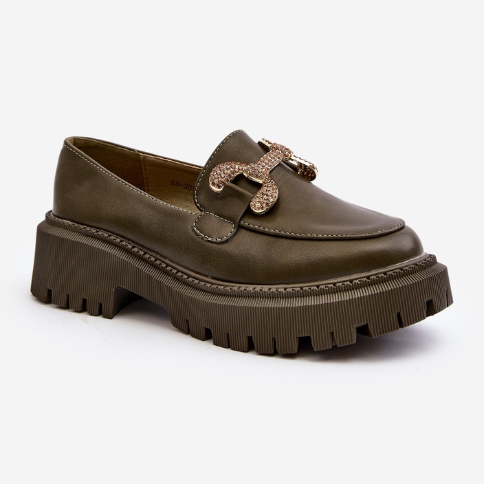 Naisten mokasiinit koristeella, tummanvihreä Gargi 1