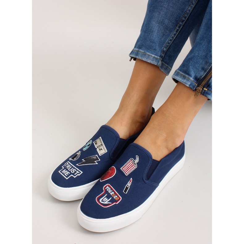 Slip-on lenkkarit, joissa kirjonta NB102P Tummansininen 1