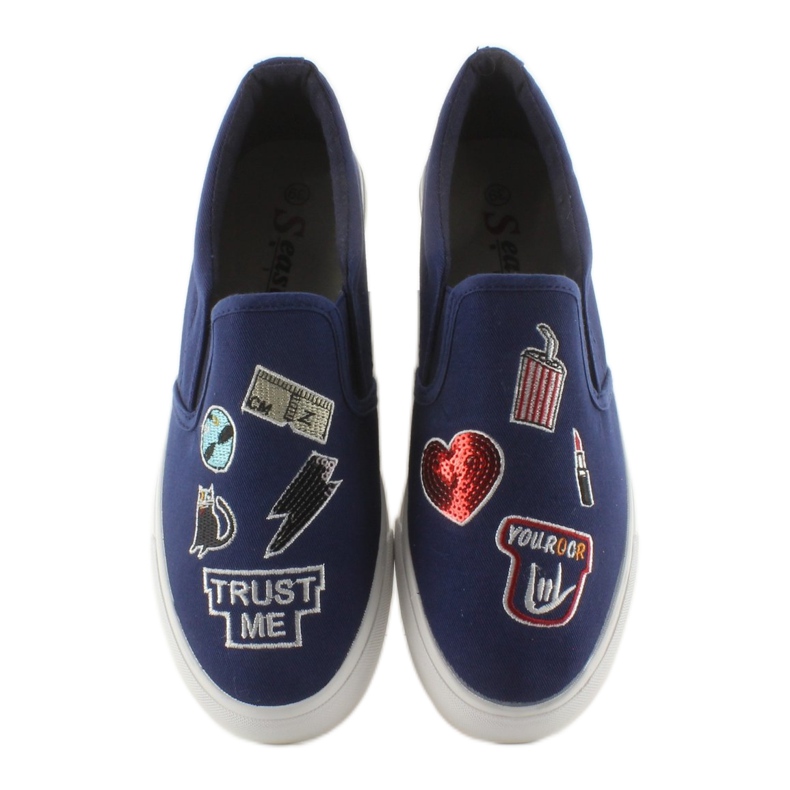Slip-on lenkkarit, joissa kirjonta NB102P Tummansininen 2