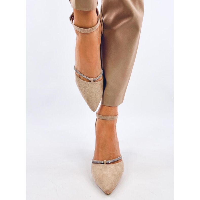 Ingrid Khaki -korkokengät strassit beige 1