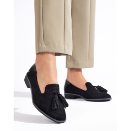 Harjatut mustat mokkanahka Daszyński mokasiinit 2