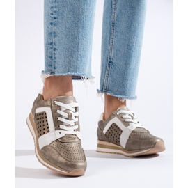 Daszyński kultaiset harjakattoiset naisten tennarit kultainen 1