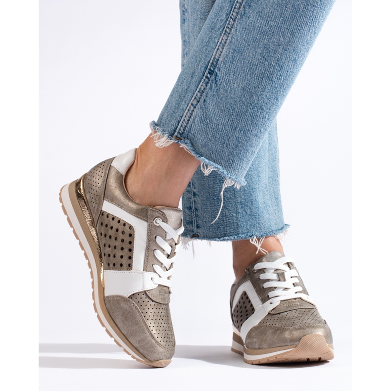 Daszyński kultaiset harjakattoiset naisten tennarit kultainen 2