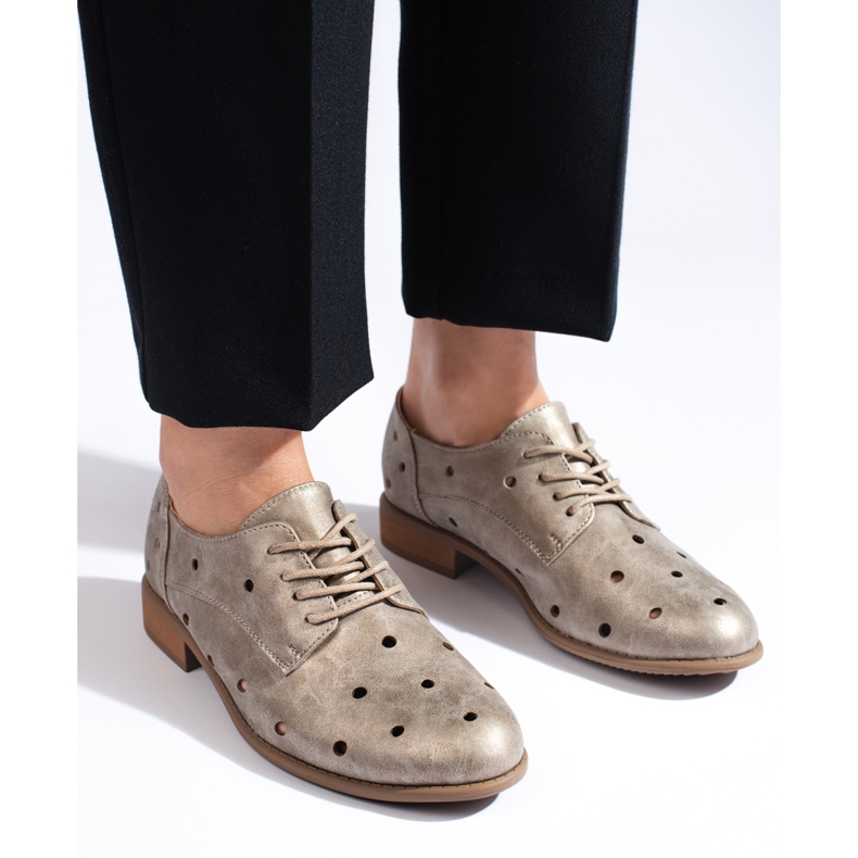 Daszyński kultaiset harjakattoiset naisten kengät kultainen 2