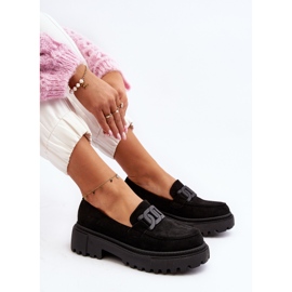 Naisten mokasiinit ketjulla, musta Mevre 2