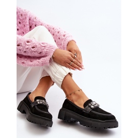 Naisten mokasiinit koristeellisella hihnalla, musta Nancille 1