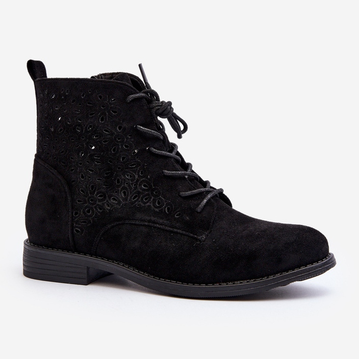 S.barski HY66-136 naisten nilkkurit kuviollisilla saappailla, musta 2