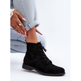 S.barski HY66-136 naisten nilkkurit kuviollisilla saappailla, musta 1