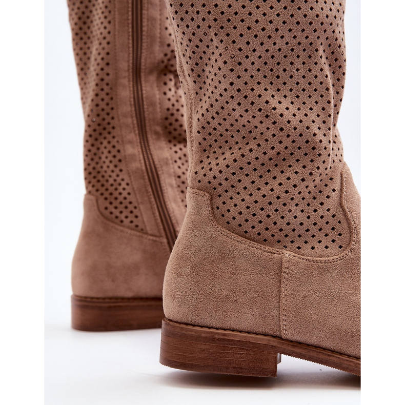 S.barski HY66-139 Naisten beige-harjakattoiset saappaat 1