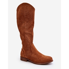 S.barski HY66-150 Openwork Camel Flat Boots ruskea 1