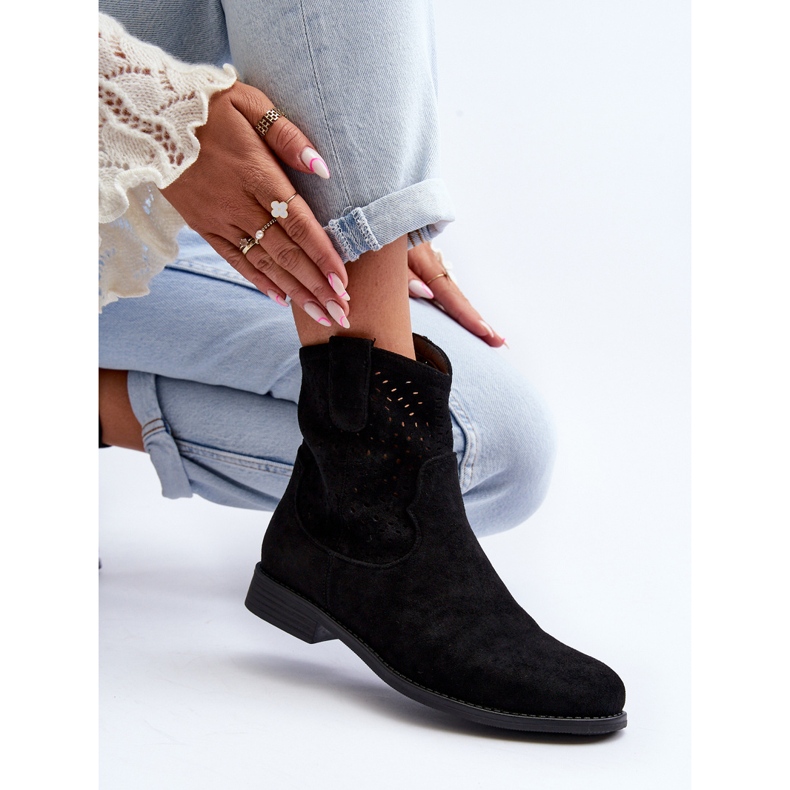 S.barski HY66-135 naisten harjakattoiset saappaat tasakorkoisilla mustalla 2