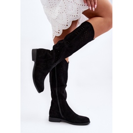 S.barski HY66-150 harjakattoiset saappaat tasakorkoisilla saappailla, musta 1