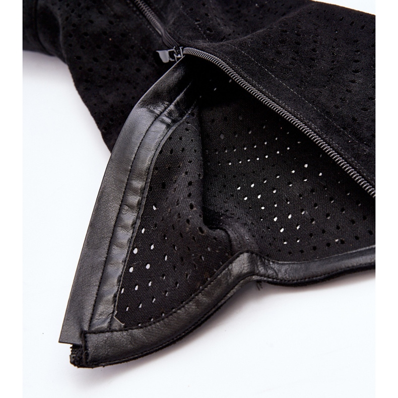 S.barski HY66-150 harjakattoiset saappaat tasakorkoisilla saappailla, musta 2