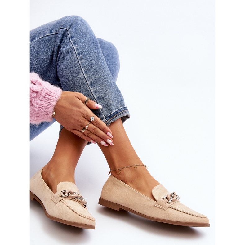 Naisten mokasiinit ketjulla beige Ambrise 1