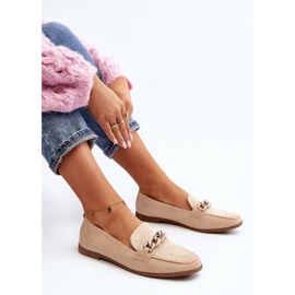 Naisten mokasiinit ketjulla beige Ambrise 2