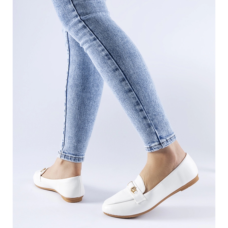 Valkoiset Velino-solki mokkasiinit valkoinen 1