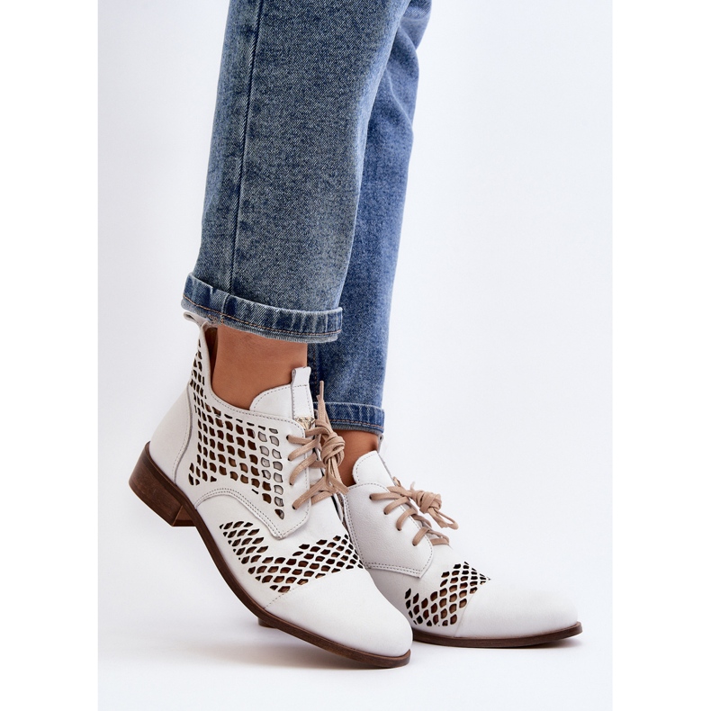 Zazoo 2704 nahkaiset harjakattoiset saappaat, valkoinen 2