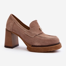 Zazoo 20169 mokkanahkakorkokengät, tumma beige 1